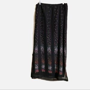 Sheer Lined Floral black maxi ankle skirt